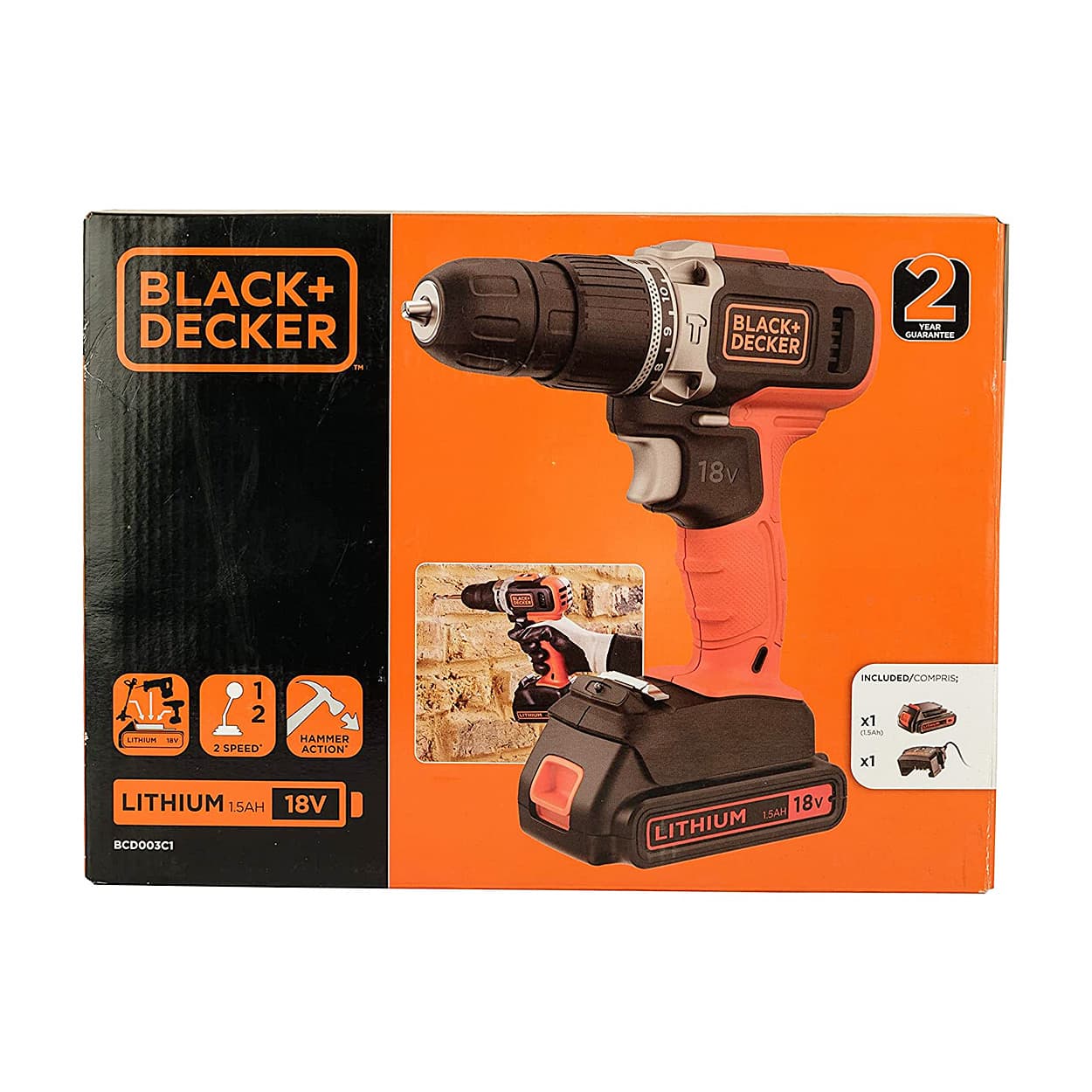 Buy Black+Decker 18V 10mm Cordless Speed Hammer Drill Machine