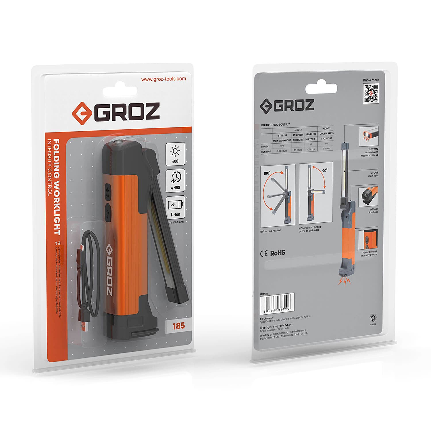 Buy Groz 400 Lumens Folding & Intensity Control Worklight, LED/185