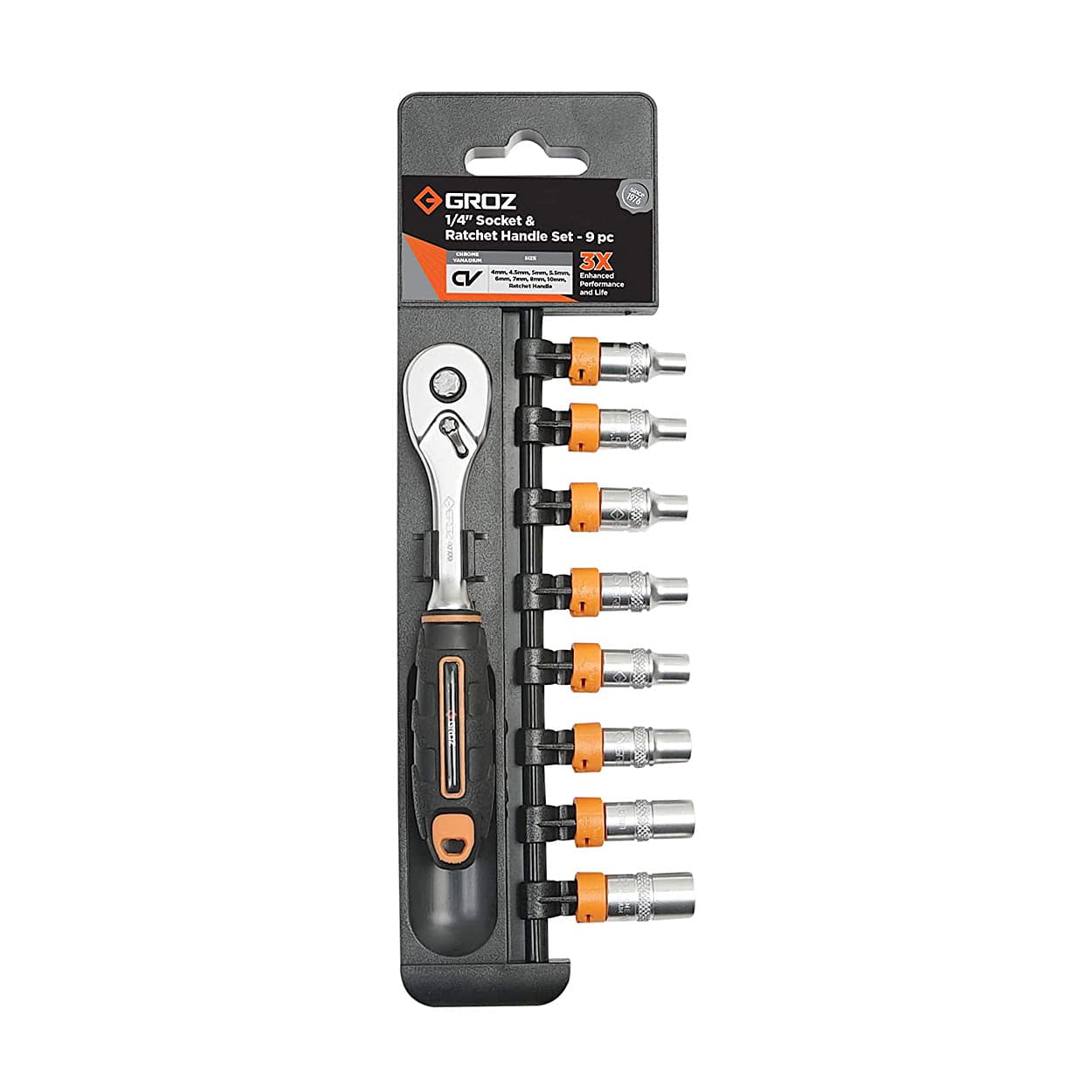 Buy Groz 9 Pcs 1/4 Inch Sq. Drive Hex Socket Set With Ratchet