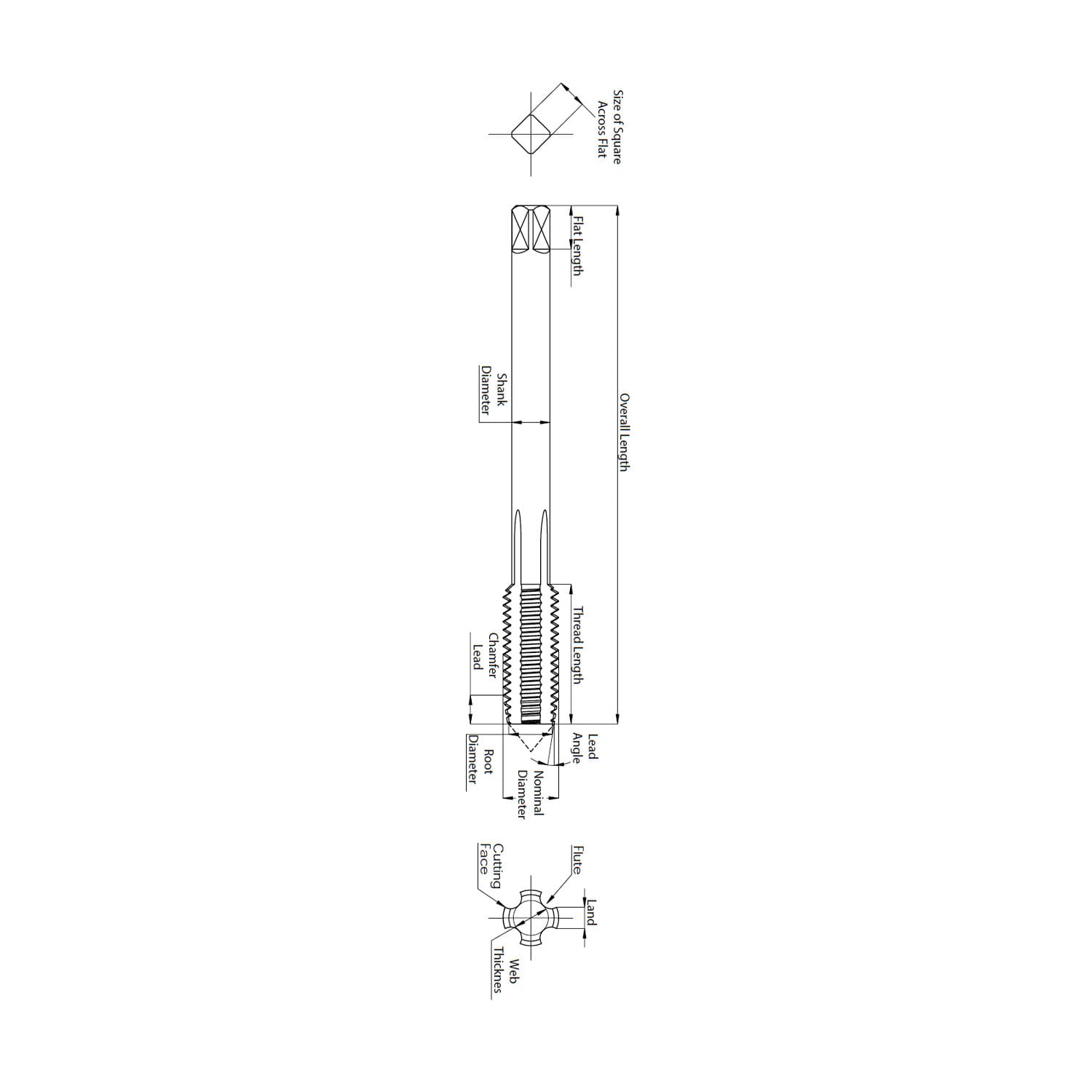 Totem Metric Fine Thread M12 x 1.5 Pitch Carbon Steel Hand Taps (Set of 3 Pcs)