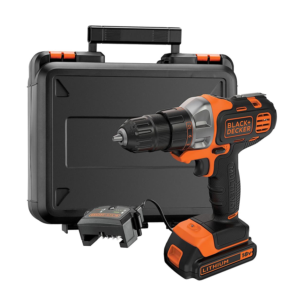 Black+Decker 18V 10mm Li-ion Cordless Multi-Evo Multitool Starter Kit  With Drill Machine Driver Head, MT218K-GB