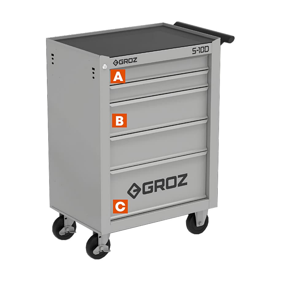 Buy Groz 5 Drawer Roller Cabinet, RTC/27-10D/2/OR/GRZ Online in