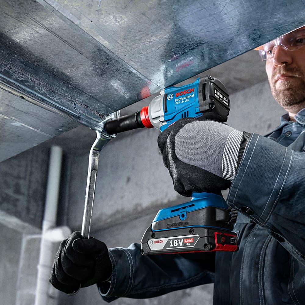 Bosch 18V Brushless Professional Cordless Impact Driver Wrench with  Charger Pcs Batteries GDX 18V-285 Kit