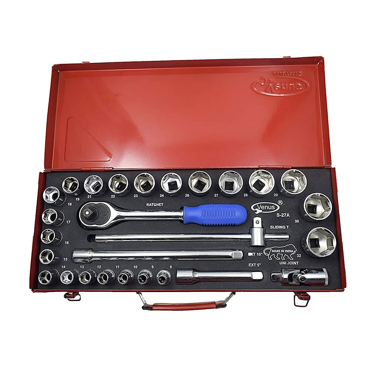 エレガントな赤黒一輪挿しふたつセット Buy Venus 27 Pcs 1/2 Inch Sq. Drive Cold Forged Socket Set, S-27A
