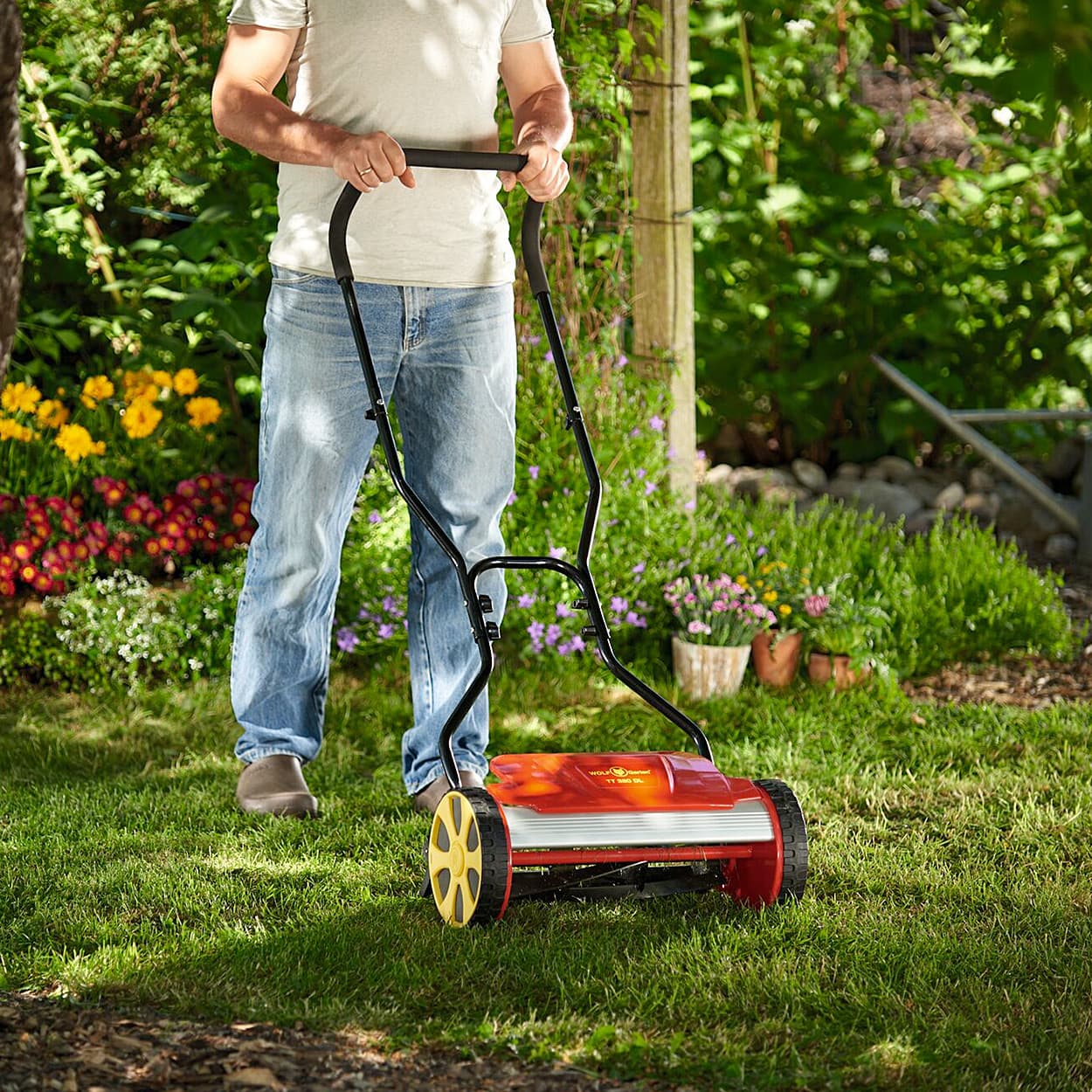 Wolf Garten 35 cm 150 m² Reel Mower With Fold Cutting Height  Adjustment, TT 350 S (15C-BA-650)