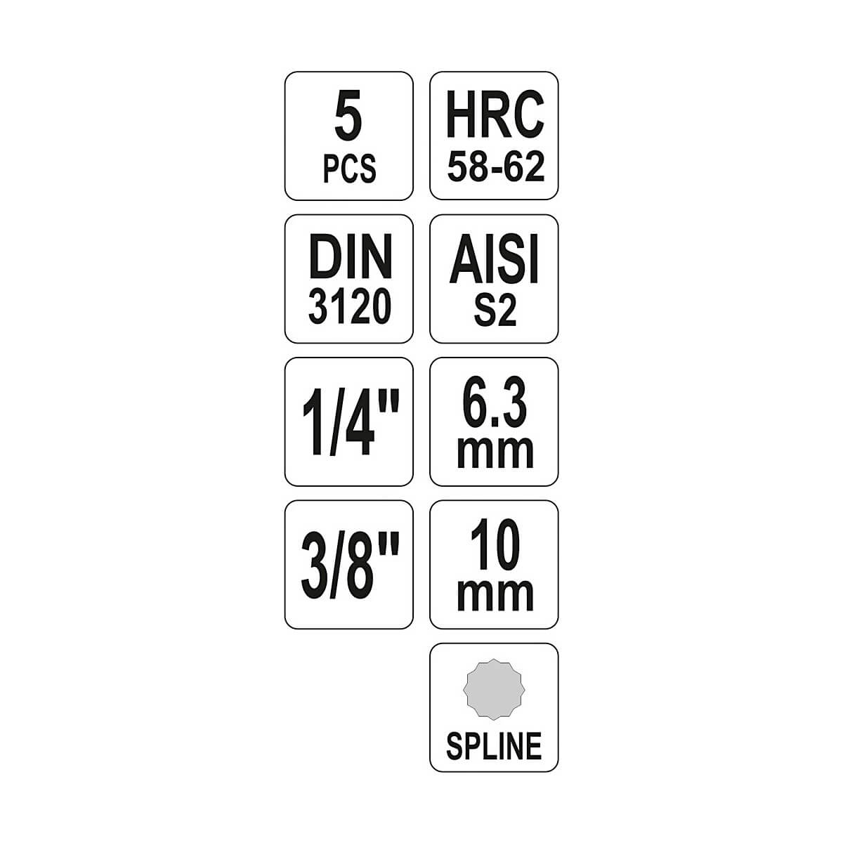 Buy Yato 5 Pcs Spline Torx Bit Sockets Set, YT-04360 Online in