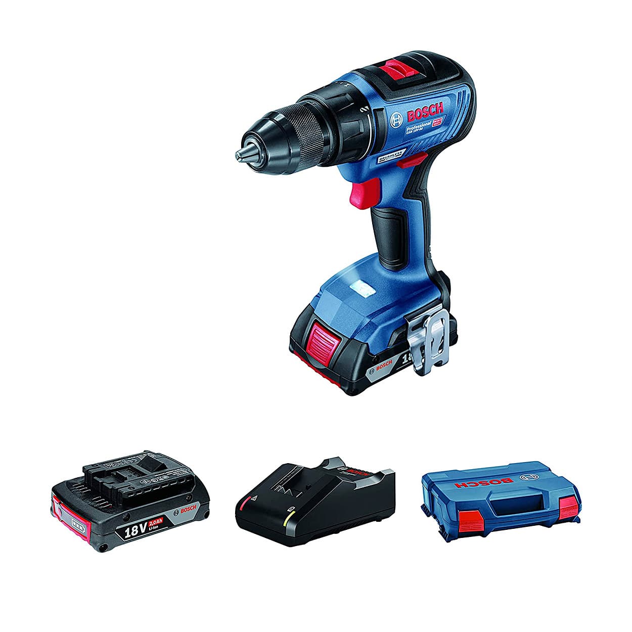 Bosch 18V Lithium-ion Professional Drill Driver (Cordless), GSR 18V-50 Kit