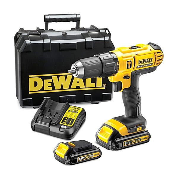 Dewalt 18V 13mm Cordless Hammer Drill Machine Driver With Li-ion  batteries (With 100 PCs Accessory Kit), DCD776S2A-IN