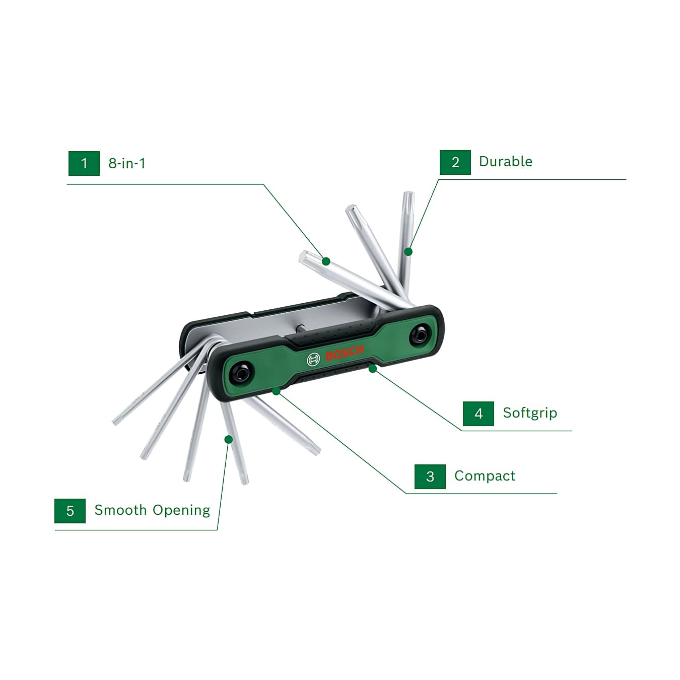 Buy Bosch 8 in 1 Folding Torx Key Set, 1 600 A03 9L8 Online in
