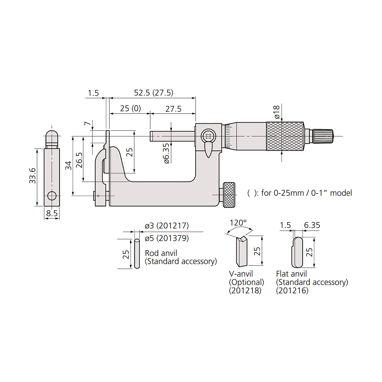 Buy Mitutoyo 0 - 25 mm Interchangeable Anvil Type Uni-mike