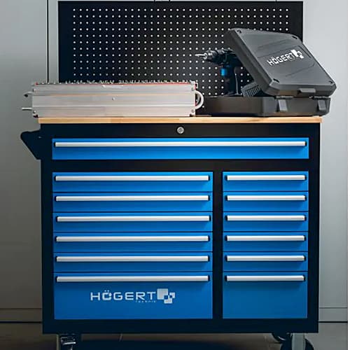 Buy Hogert 13 Drawers Workshop Cabinet with Wall Panel, HT7G044