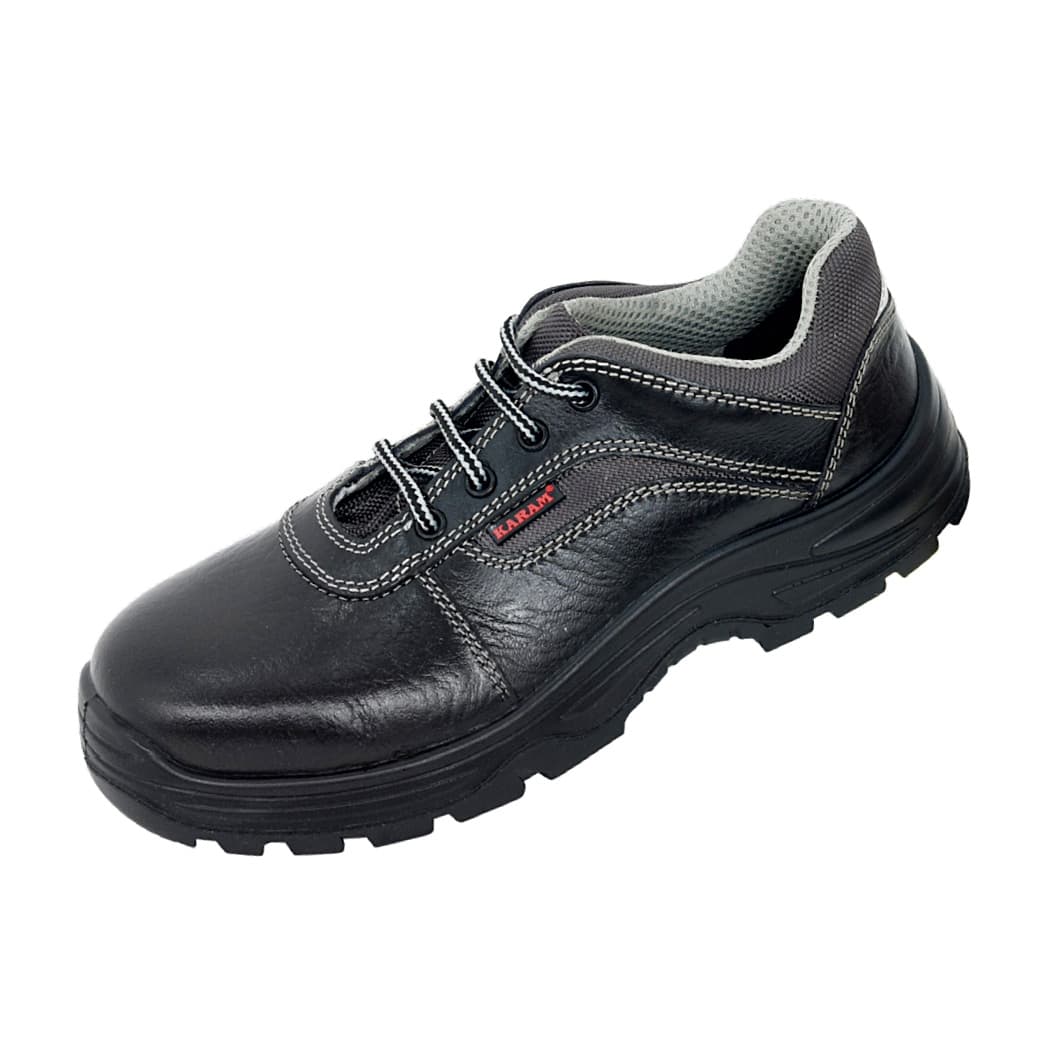 Karam Men's Deluxe Workman Leather Safety Shoe Fibre Toe (Black),  FS113BL(RO)