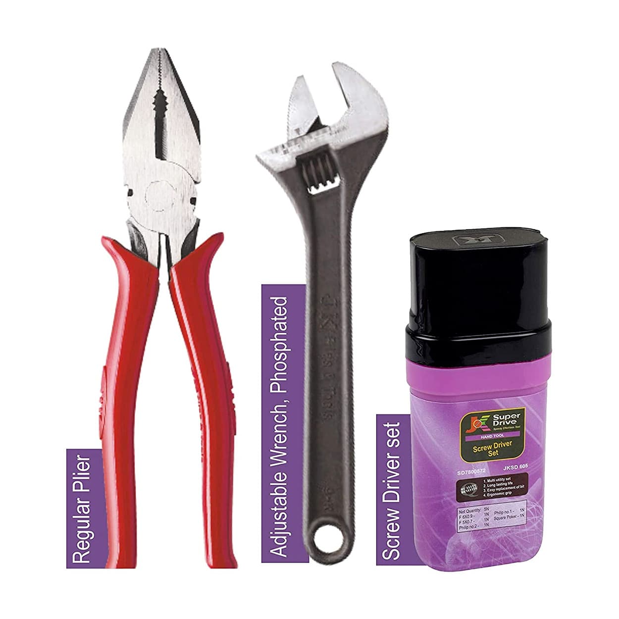 Buy JK Super Drive 4 Pcs Essential Hand Tool Kit, SD7800893 Online