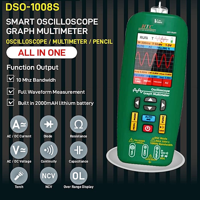 10MHz Bandwidth 48MSa/s Portable Scope Meter Handheld Oscilloscope ...