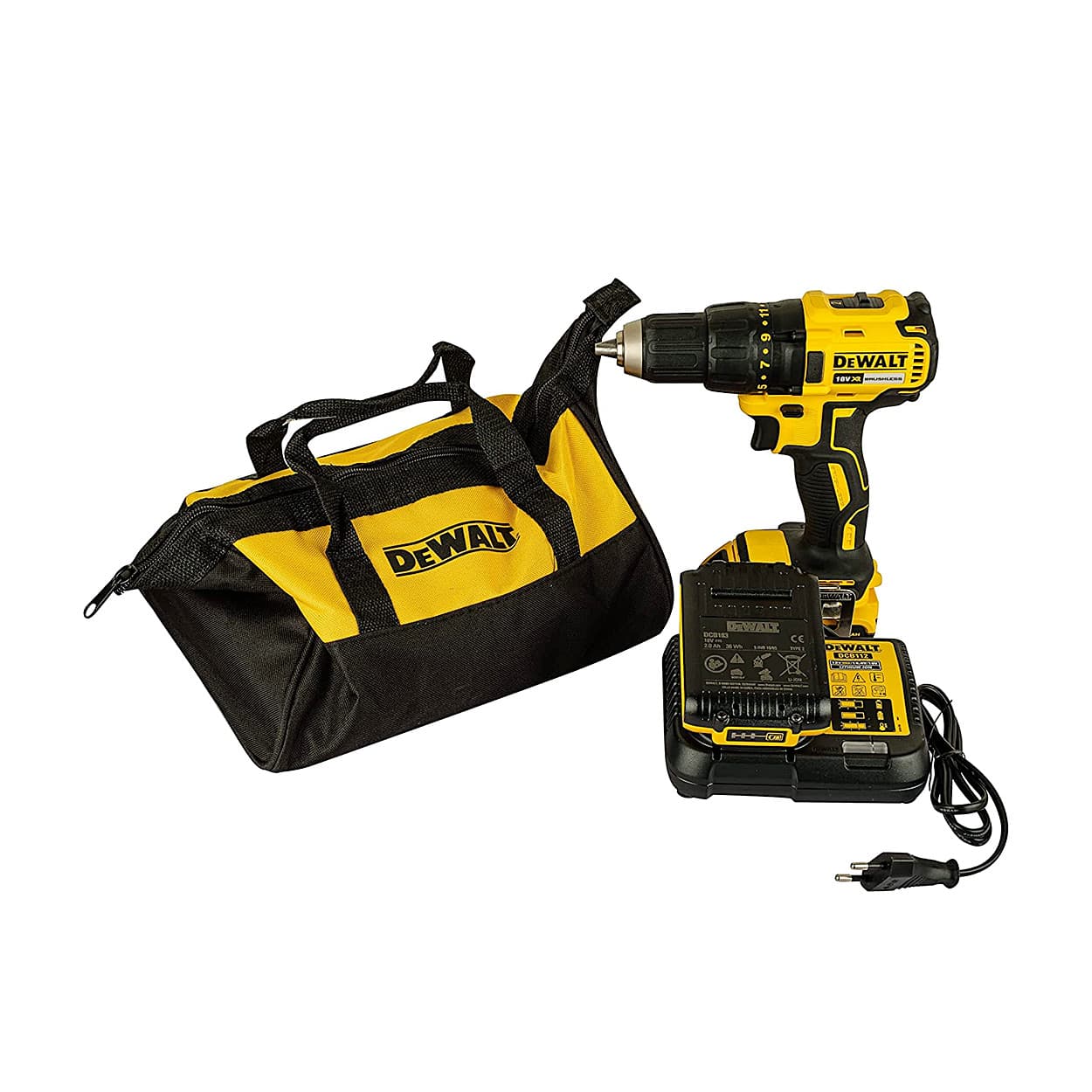 Dewalt 13mm 20V Cordless Compact Brushless Drill Driver With Ah  Batteries Charger, DCD7771D2-IN