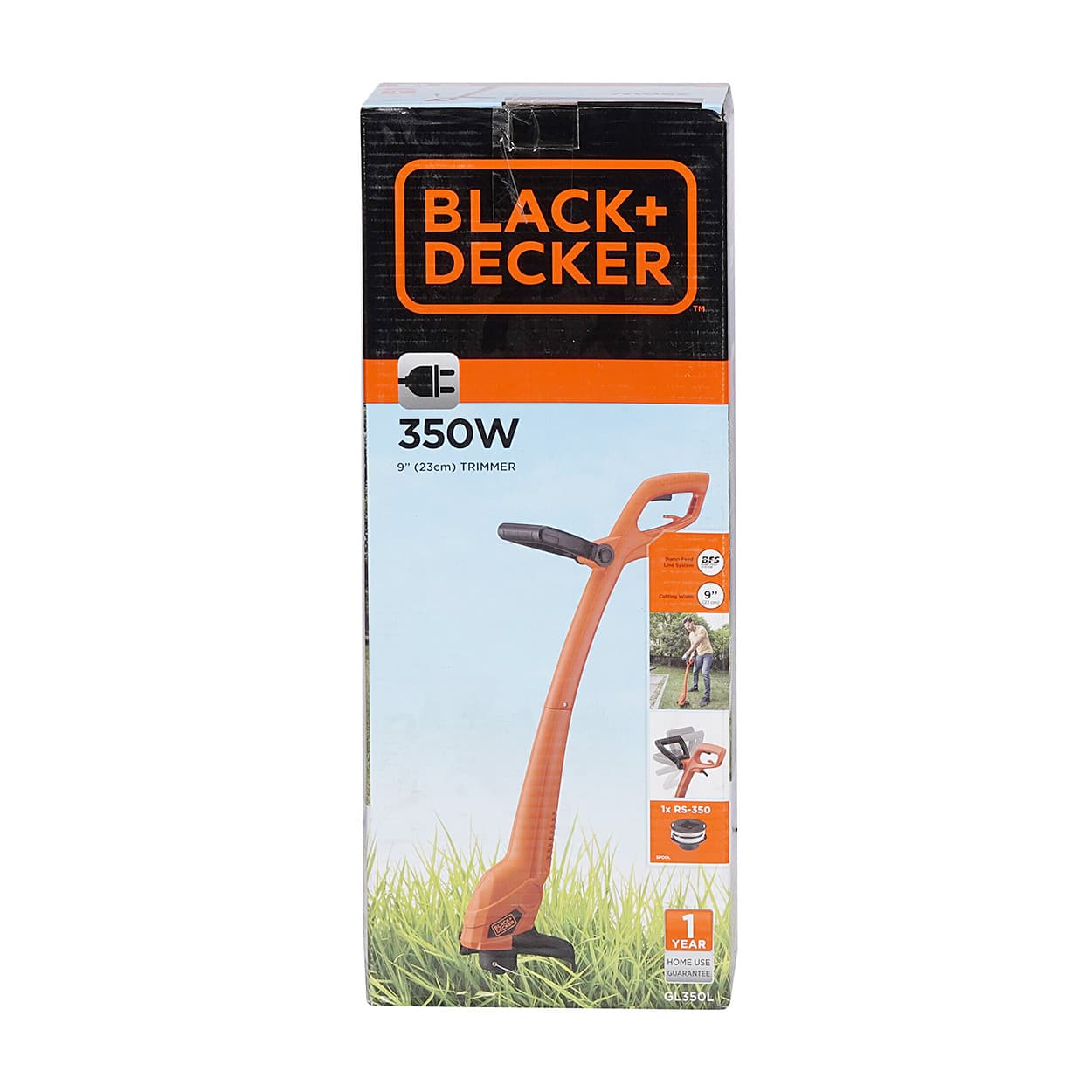 Black+Decker 9 inch (23 cm) 350W String Trimmer With Adjustable Handle, GL350L-B1